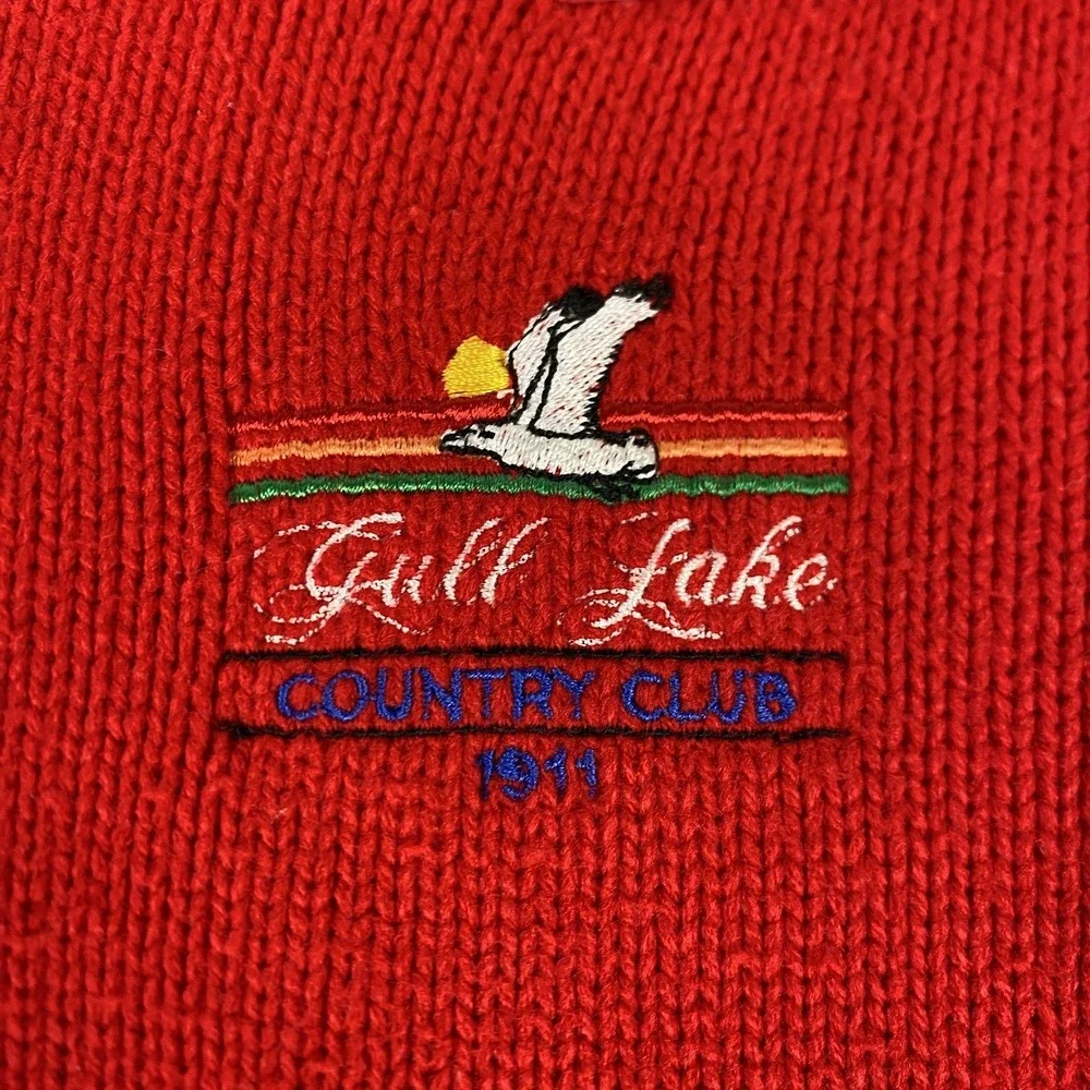 Vintage The RainSweater Sweater Mens Large Red Gull Lake Country Club Golf